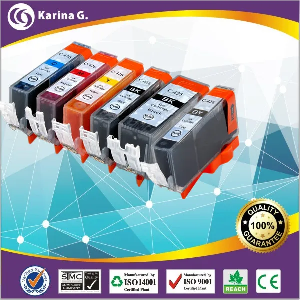 6X совместимые чернильные картриджи для PGI 425PGBK принтеров Canon PIXMA MG8140 MG8240 MG6140 MG6240 |