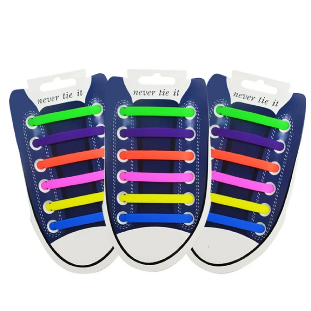 MULTICOLOR 12 шт новые шнурки ленивые эластичные силиконовые шнурки без завязок кроссовки шнурки для обуви - Цвет: MULTICOLOR