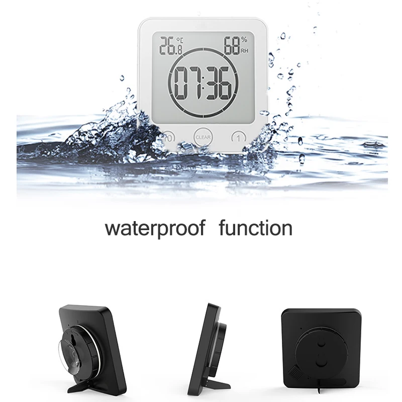 Lcd водонепроницаемые часы для душа таймер темп настенные украшение дома