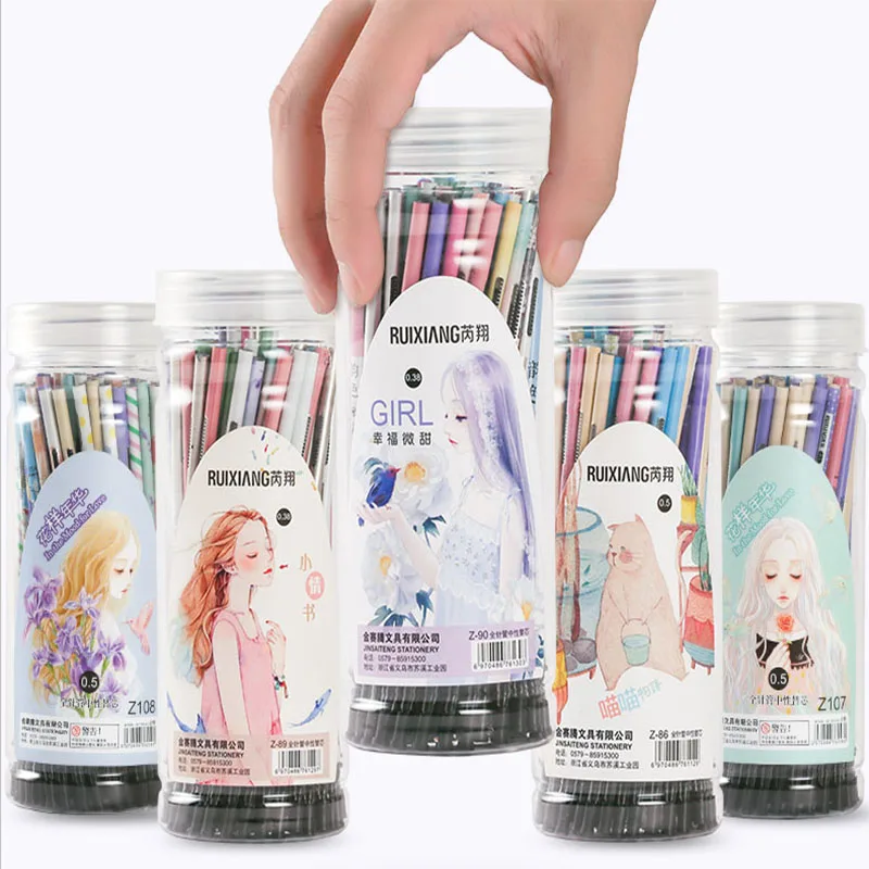 80 шт. сменные ручки Kawaii 2 0 25/0 28/0 35/0 38/0 5 мм черные чернила микс модных дизайнов