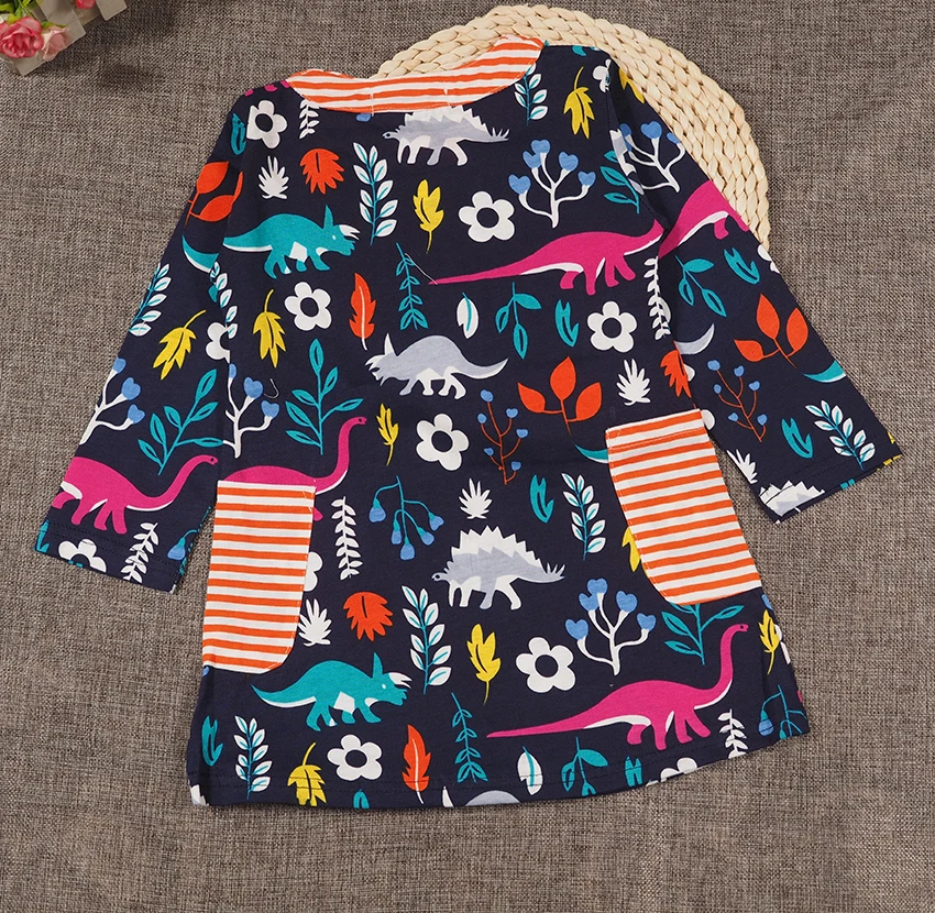 Детское платье принцессы с принтом единорога Осеннее вечерние цветочным 2018 |