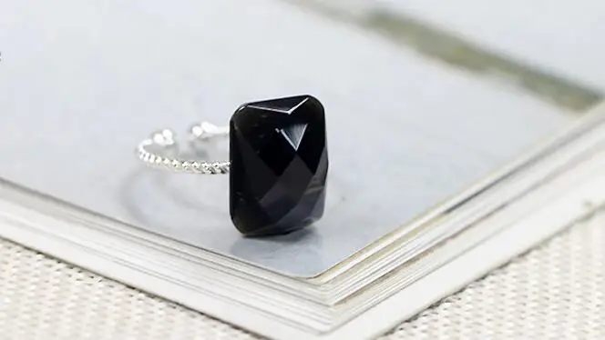 ZCD 2017 731+++Pure natural Black Obsidian square ring | Rings