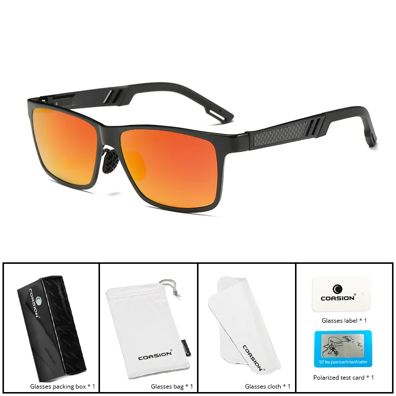 C4 Red mirror COASION мужские поляризованные солнцезащитные очки из алюминия и магния, солнцезащитные очки для вождения, прямоугольные Оттенки для мужчин, мужские очки CA1241 - Lenses Color: C4 Red mirror