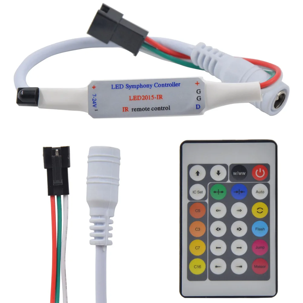 WS2811 WS2812B LED Symphony контроллер Инфракрасный Мини 24 ключа RGB 24key 5В 12В|24 key controller|24 keykey