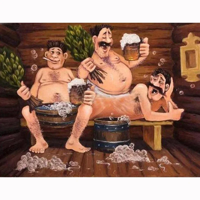 5D DIY Full square Diamond Painting Mosaic Bathing Men With Beer Diamond Rhinestone Embroidery Cross Stitch home decor gift KBL