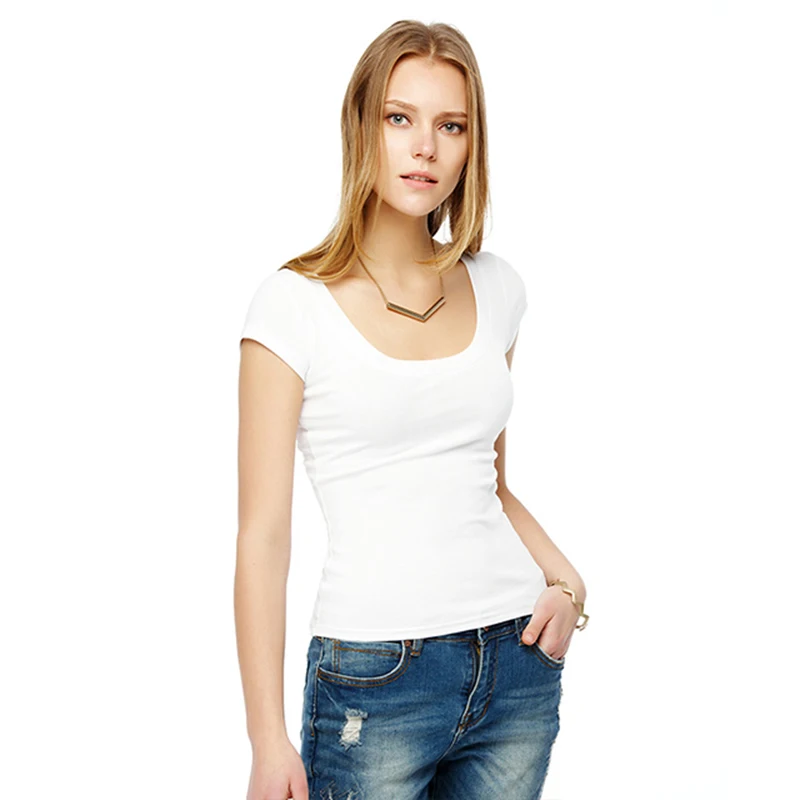Женская футболка с круглым вырезом черная или белая однотонная хлопковая