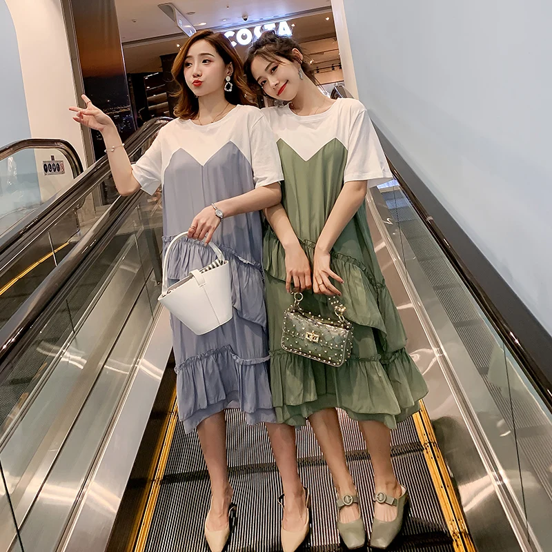 2019 Новое поступление летнее платье для беременных женщин повседневное лоскутное