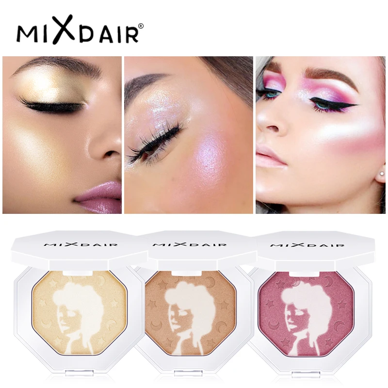 MIXDAIR Shimmer highlighter палитра пудры светящийся набор 2 цвета в 1 лицо составлять Контур бронзатор осветитель лица и глаз изюминка