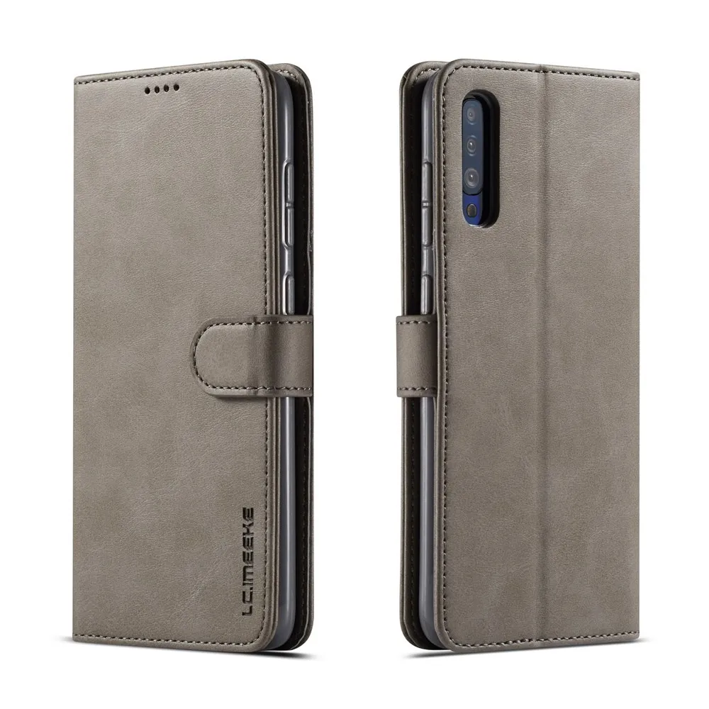 Grey Кожаный флип-чехол для samsung Galaxy S8 S9 S10 E Plus, чехол-кошелек Чехол S7 10 20 40 50 60 70, 80, 90 м 20 30 крышка телефона чехол принципиально - Цвет: Grey