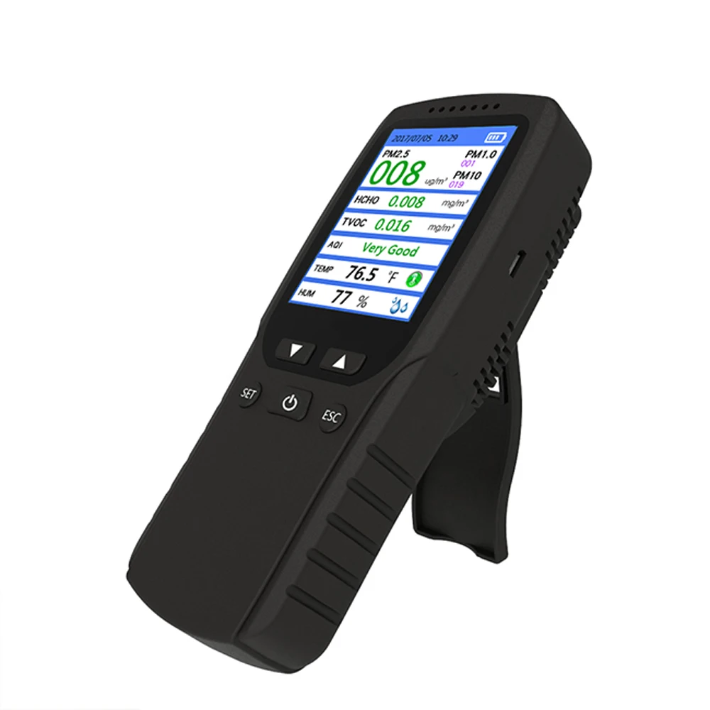 Цифровой газоанализатор 8 в 1 детектор PM2.5 монитор PM10 PM1.0 анализатор TVOC HCHO качество