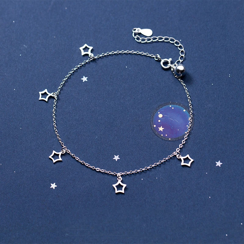 925 пробы серебро полые маленькая звезда Шарм ножной браслет для Для женщин