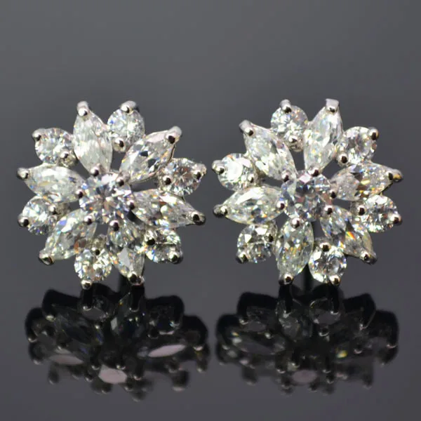 2 цвета Новое поступление Модный женский цветок AAA кубический цирконий комплект