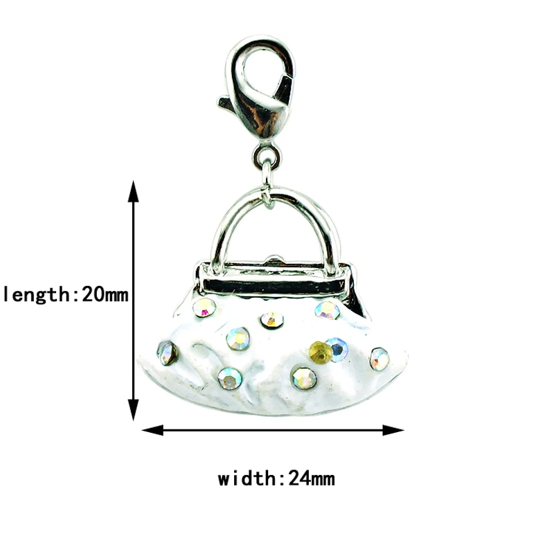 Модные подвески JINGLANG с застежкой-лобстером цвет стразы белые для сумок Подвески