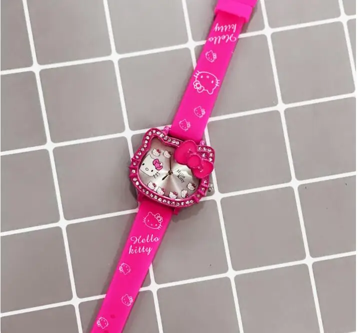 Дети hello Kitty мультфильм девушка студентка силиконовая лента кошка голова милые часы женщины