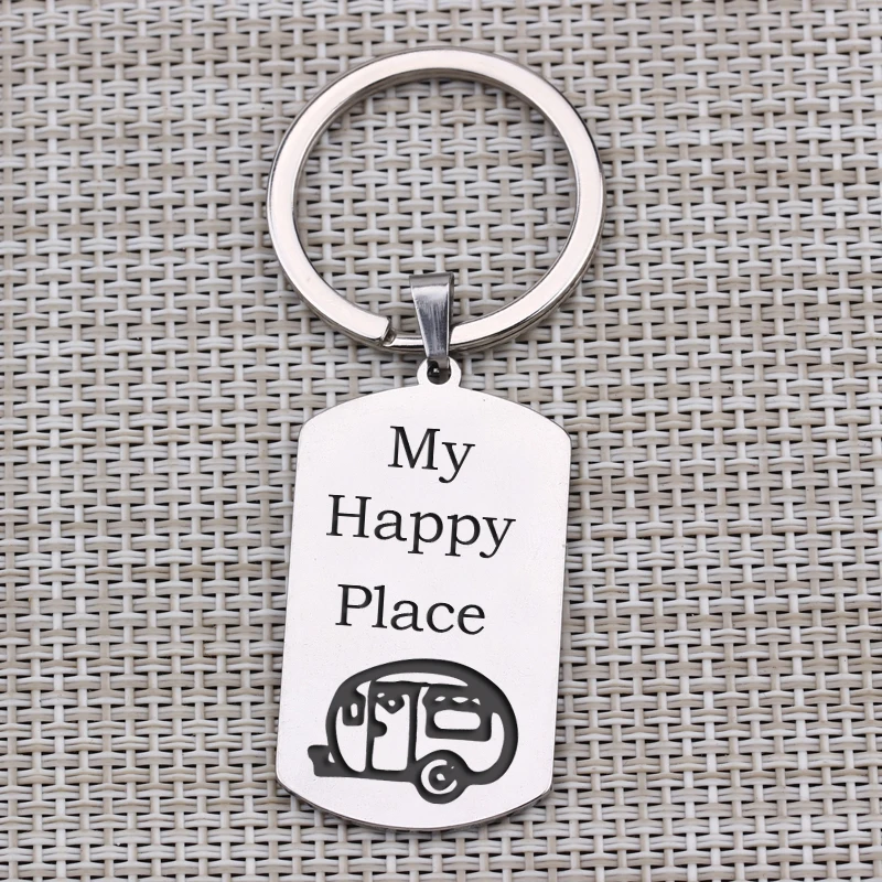 My Happy место брелок ручной резной Camper Lover Ювелирная бирка для собак на открытом