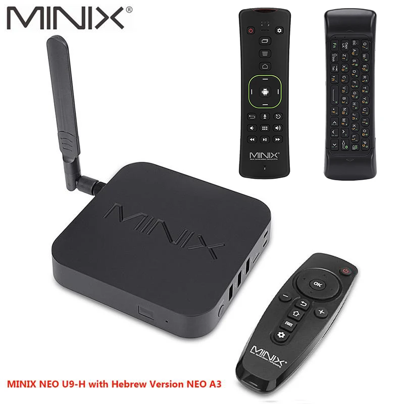 ТВ-приставка MINIX NEO U9-H+ NEO A3 Android 7,1 с голосовым входом, воздушной мышью, опционально, Восьмиядерный процессор Amlogic S912-H, 4K HDR, wifi, смарт-ТВ приставка - Цвет: U9 with Hebrew A3