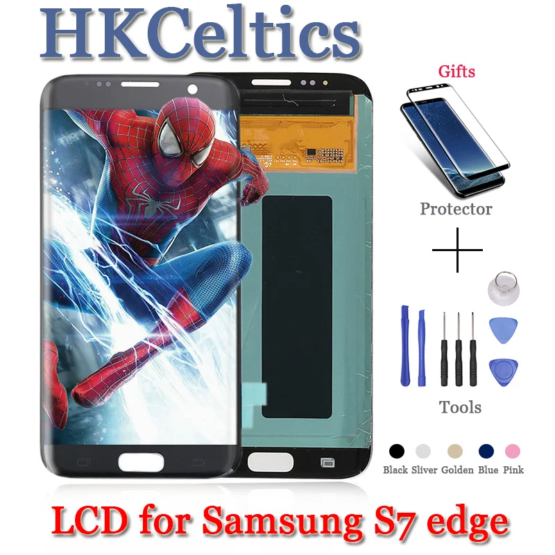 Супер AMOLED LCDs Замена для Samsung Galaxy S7 edge LCD G935 G935F ЖК дисплей и кодирующий