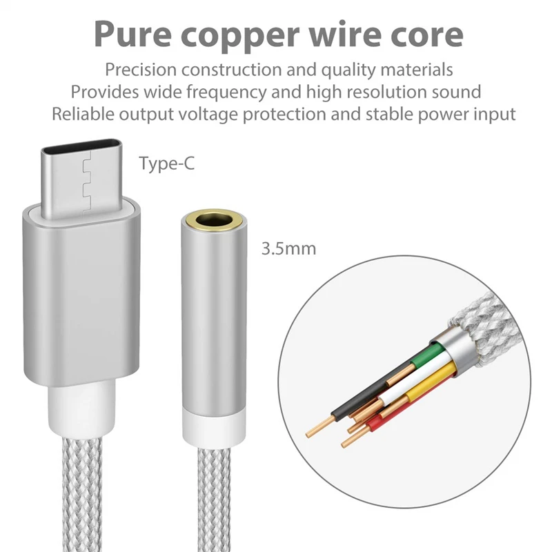 Тип-c до 3,5 мм разъем конвертер аудио адаптер для наушников USB C до 3,5 мм наушников Aux кабель для huawei P20 P30 Pro mate 10 20 Lite