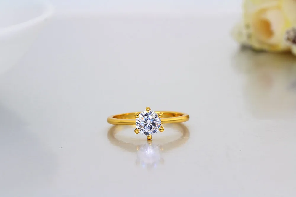 Шесть крапанов Пасьянс круглый CZ обручальные Обручальные кольца для женщин