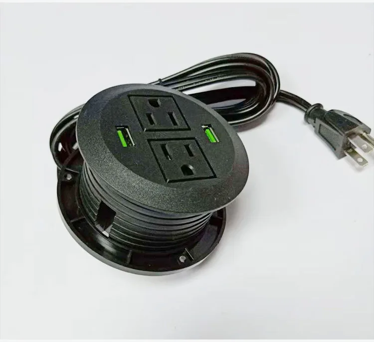 2 X розетка переменного тока 2 X USB зарядное устройство и сетевая втулка для офисного рабочего стола черный/белый