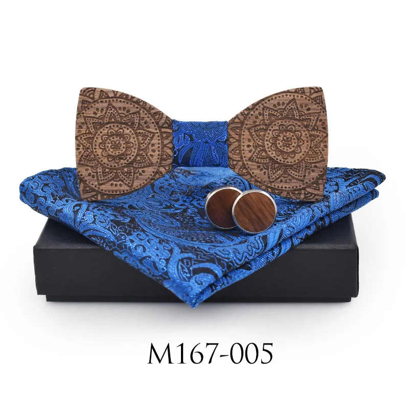 SET-005 ZDJMEITRXDOOW брендовые модные галстуки для мужчин голубой бабочкой запонки платок галстук набор Тотем печати Галстуки Галстук Дерево Связей - Цвет: SET-005
