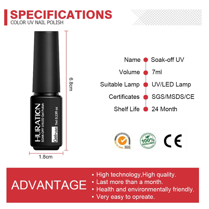 Huration 29 Цвета светодиодный светильник гель Гибридный Лаки 7 мл ногтей для UV