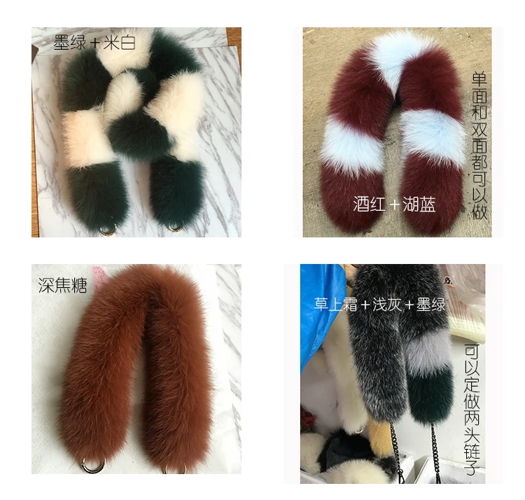 Сменная сумка из натурального меха лисы 55 см Сумка с ручками для женщин сумочки