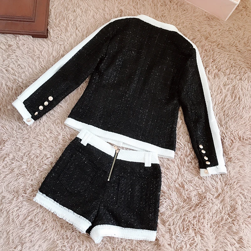 HIGH STREET новейшая мода подиум костюм набор женский двубортный твидовый Блейзер на кнопках со львом пальто шорты костюм набор