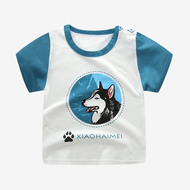 animal print baby boys T shirt summer casual short sleeves T-shirts car cotton toddler children kids clothes 2T-12T tops | Детская