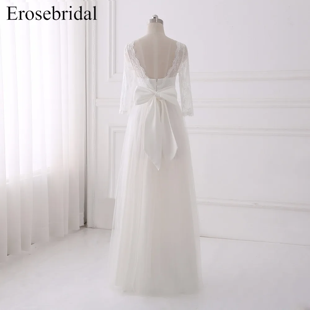 Женское платье с длинным рукавом Erosebridal простое большого размера открытой спиной