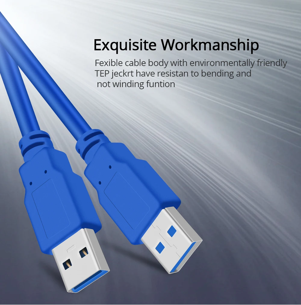 TISHRIC синий USB кабель-удлинитель USB 3,0 Тип «Папа-папа» Тип для передачи данных кабель, шнур синхронизации радиатора жесткий диск супер Скорость 60 см