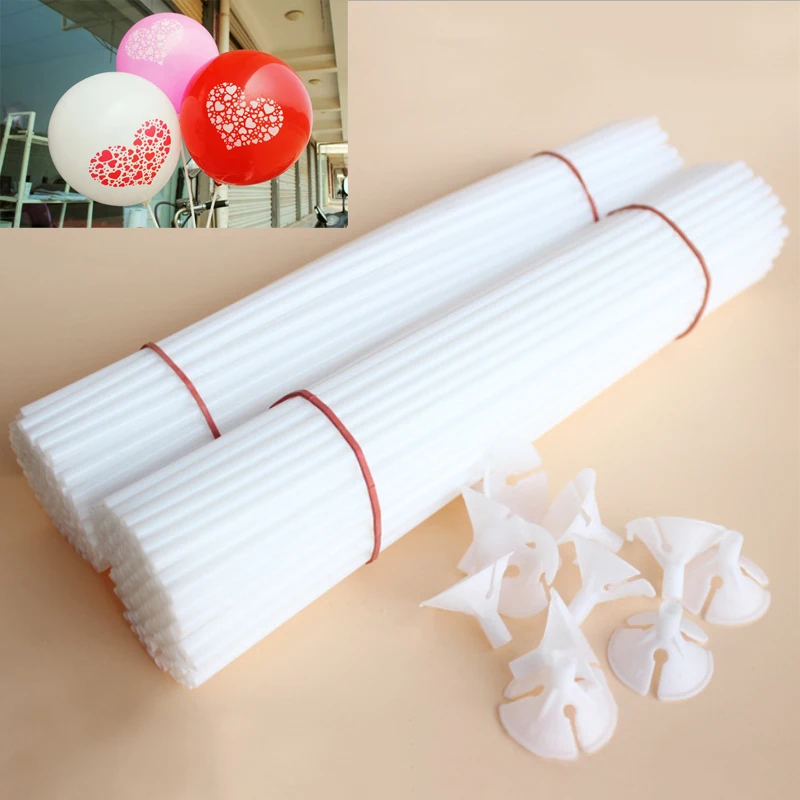 50 Лот Пластик Придерживайтесь стержни для воздушных шаров чашки палочки с Кепки