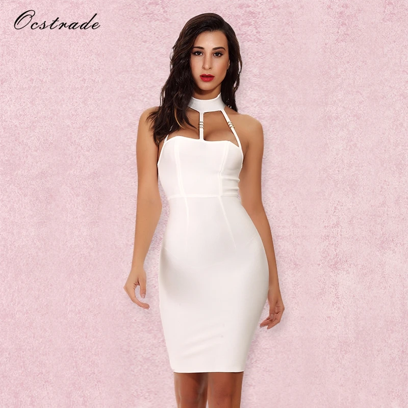 Женское летнее облегающее платье белое Бандажное до 90% скидка|bandage dress|women bodycon
