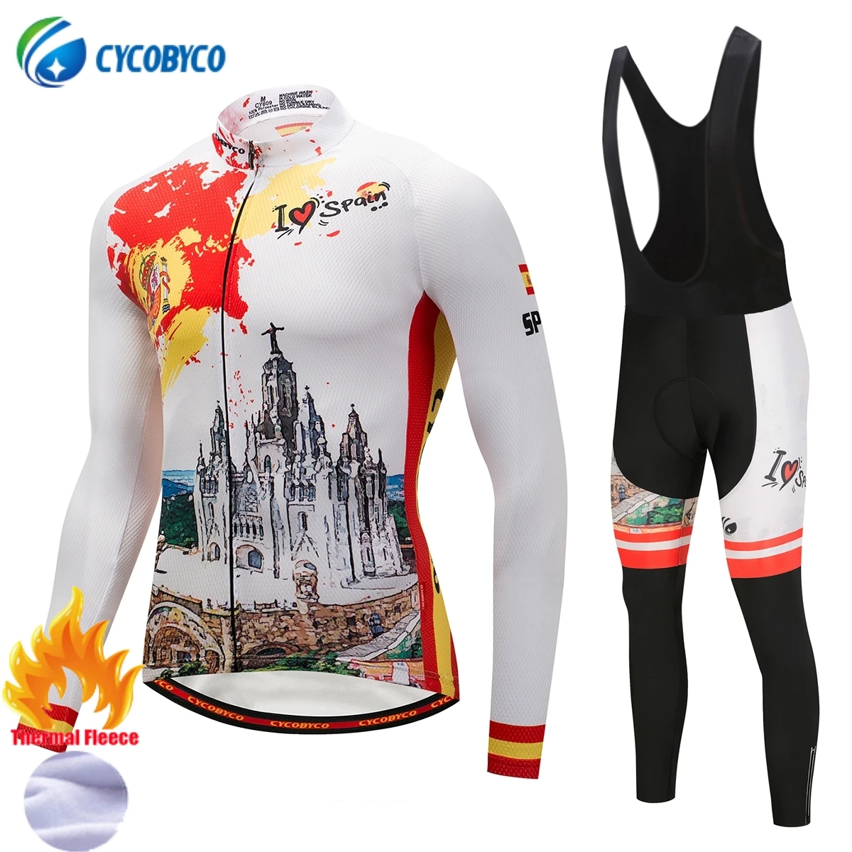 CY609 Cycobyco термальность флис трикотаж комплект зима велосипед Майо Ropa Ciclismo с длинным рукавом костюмы США, Италия, Франция, Бразилия, Испания - Цвет: CY609
