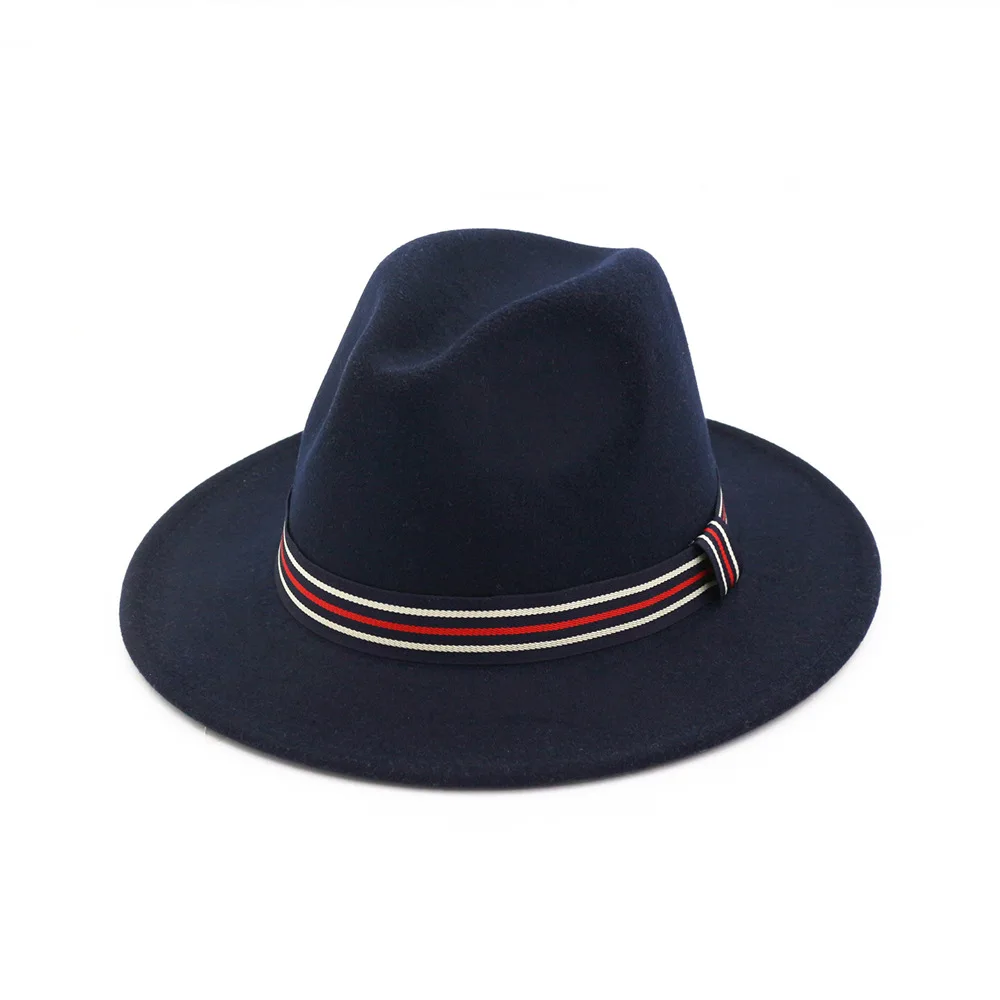 Шерстяная фетровая шляпа Панама Trilby Jazz Fedoras Шляпы с цветным поясом с плоскими полями для торжественных вечеринок топ шляпа для женщин мужчин унисекс