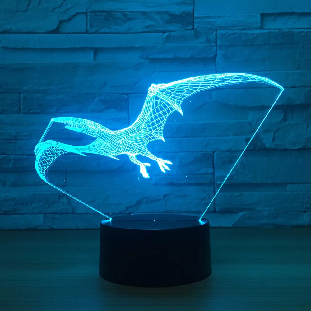 Новый Pterosaurs 7 цветов 3d светильник Led акриловый визуальный стерео прекрасный