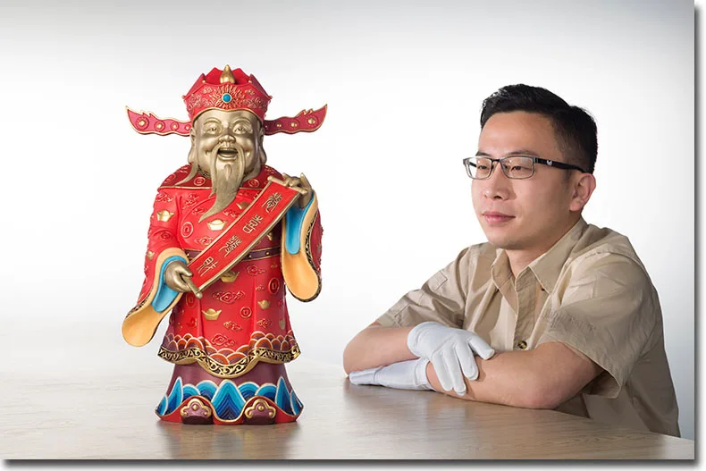 

44CM Large Global Christmas gift thriving business Good luck CAI SHEN God of wealth brass Sculpture home office Ornament