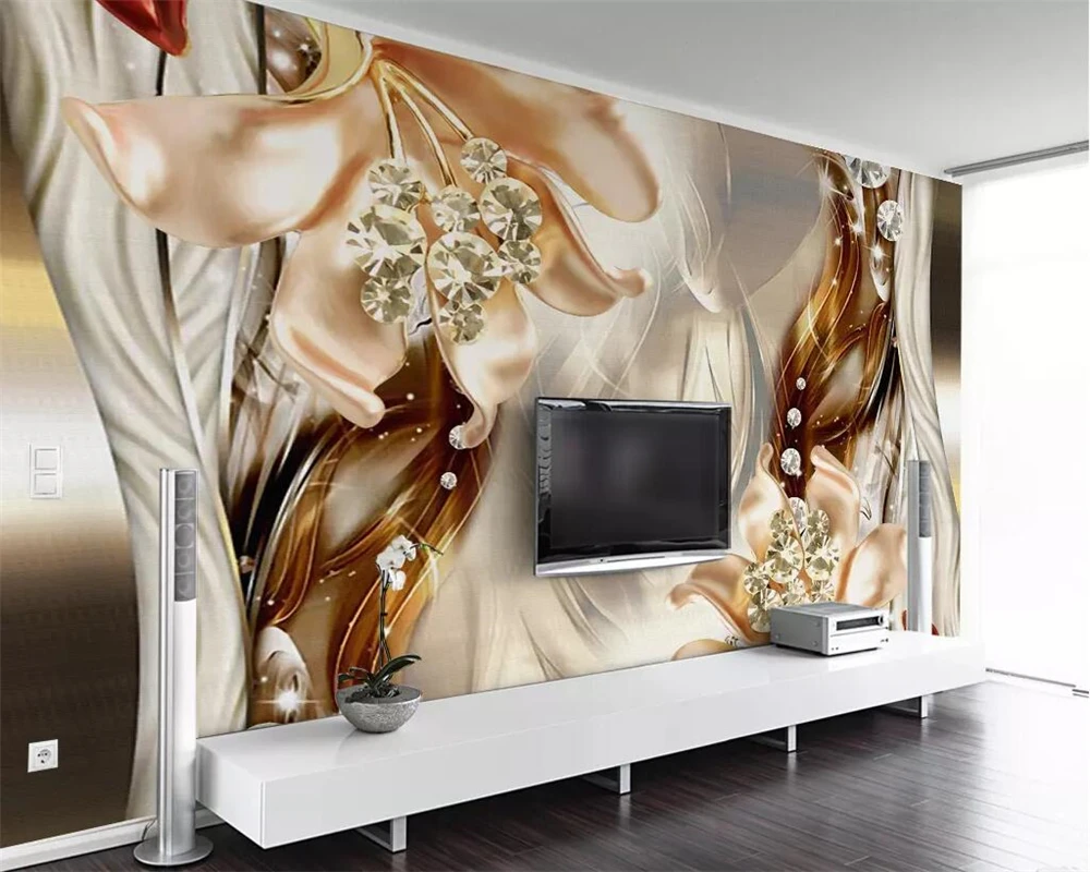 

Beibehang Custom wallpaper dream 3d stereo jewelry flower jewelry background wall 3d wallpaper home decoration living room mural