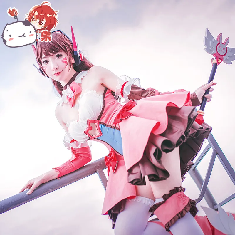 Горячая игра OW dva волшебная девушка розовый милый карнавальный костюм на Хэллоуин косплей S-L в