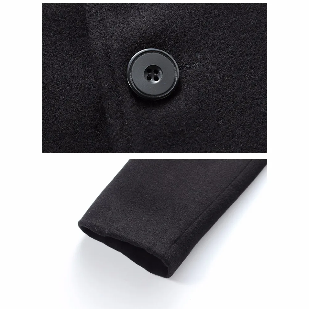 Новое зимнее шерстяное длинное пальто мужское теплое Черное деловое стильная