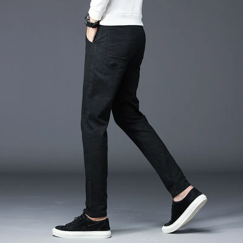 Для мужчин повседневные штаны корейской версии фитнес эластичные хлопок лен