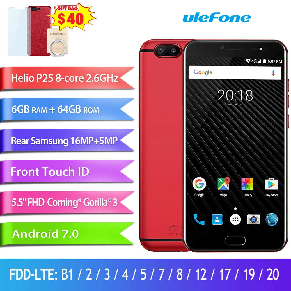 Ulefone T1 Оригинальный телефон смартфон телефоны смартфоны Двойная Камера 16.0MP+5.0MP