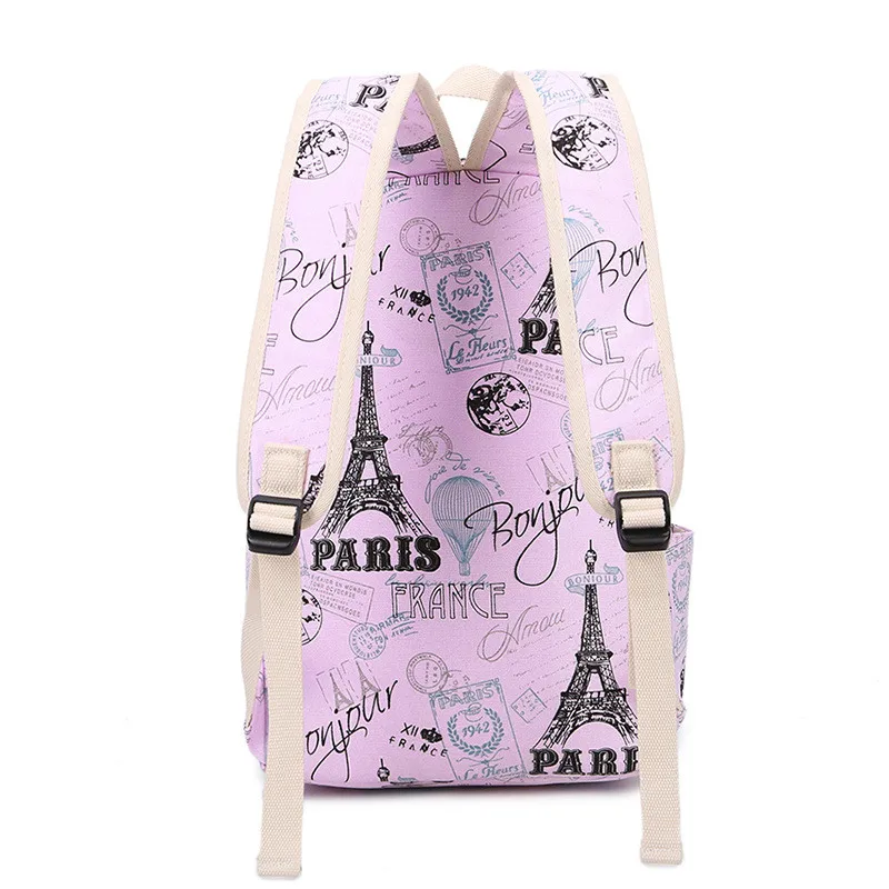 Новинка 2019 рюкзаки с Эйфелевой башней и цветочным принтом школьные сумки рюкзак