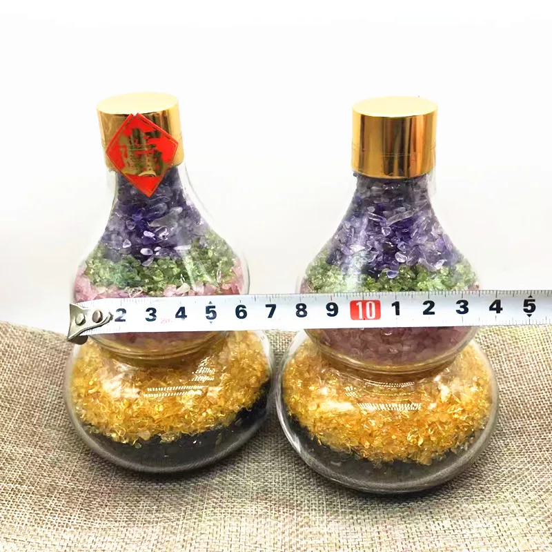 

Natural rainbow quartz crystal color gourd dots healing Christmas home decoration