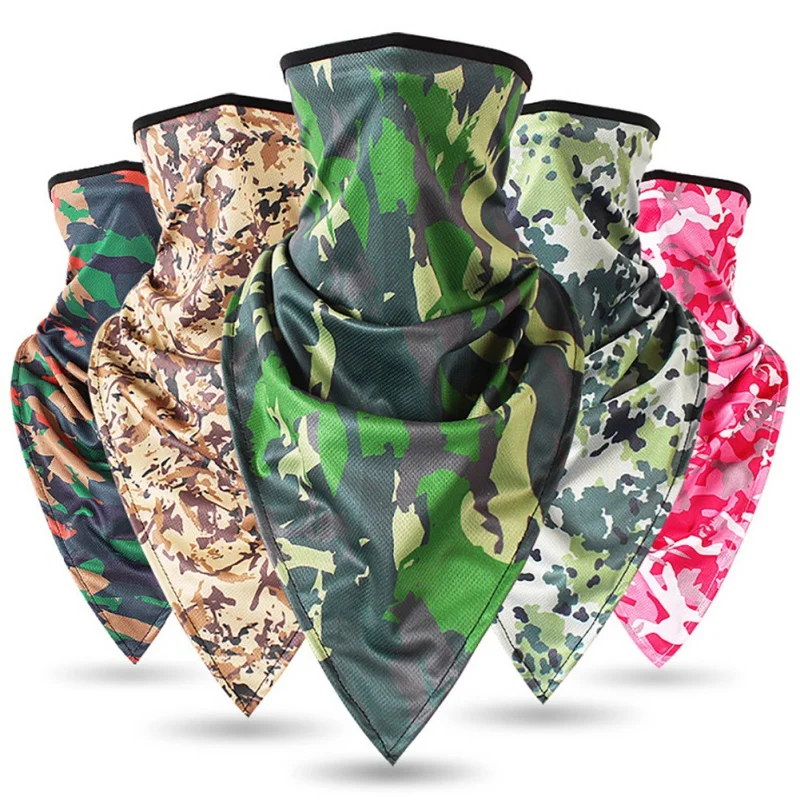 Длинная треугольная камуфляжная маска ветрозащитная Песочная накладка на