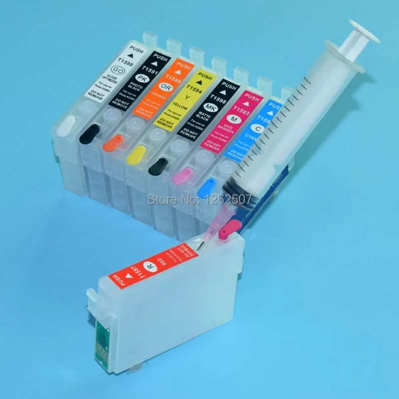 100% совместимый сменный картридж для Epson Stylus Photo R2000 T159 T1590-T1599 Printer Перезаправляемые