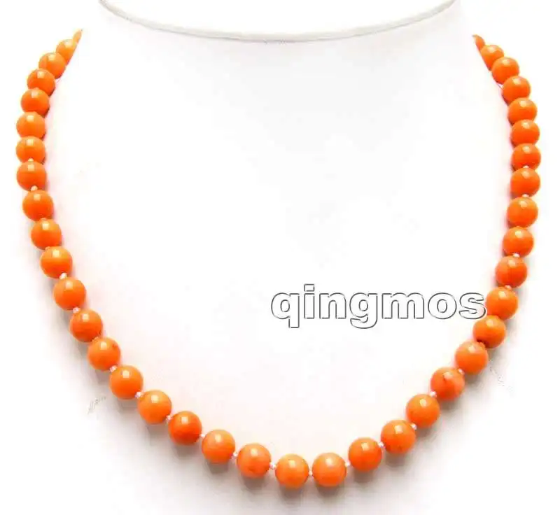 

SALE Small 7-8mm Round Natural Orange High Quality Coral 17'' Necklace -nec5955 Wholesale/retail Free shipping