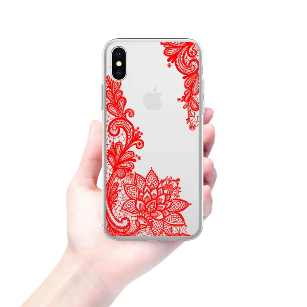Пикантные цветочный узор Мягкий ТПУ силиконовый чехол для телефона iphone XR X XS Max 6