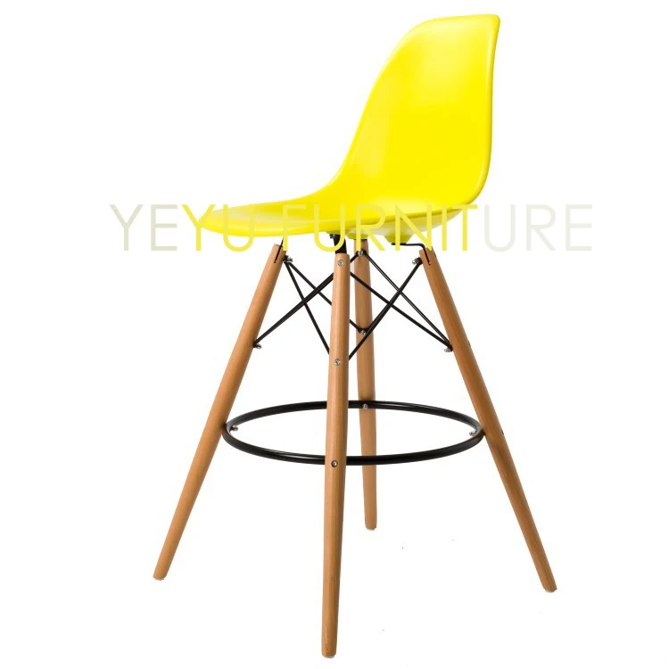 Leon Lime Yellow Современный дизайн Лофт барный стул пластиковый кухонный счетчик стул деревянный барный стул Лофт кафе высокий стул высота сиденья 65 см 1 шт - Цвет: Leon Lime Yellow