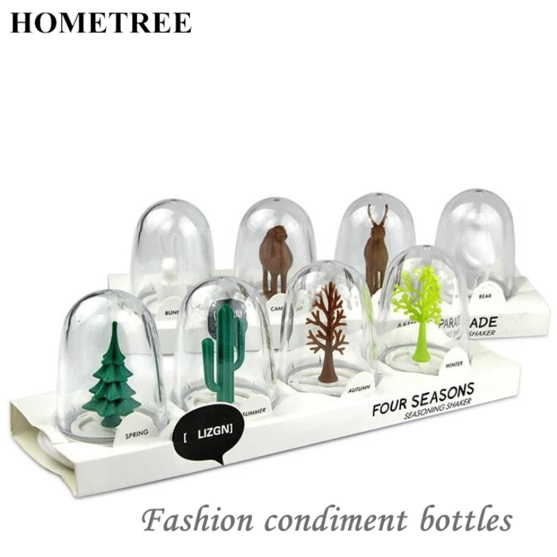 HOMETREE 1 шт. банка для специй в наличии Круглый прозрачный тип 4 ячейки коробка